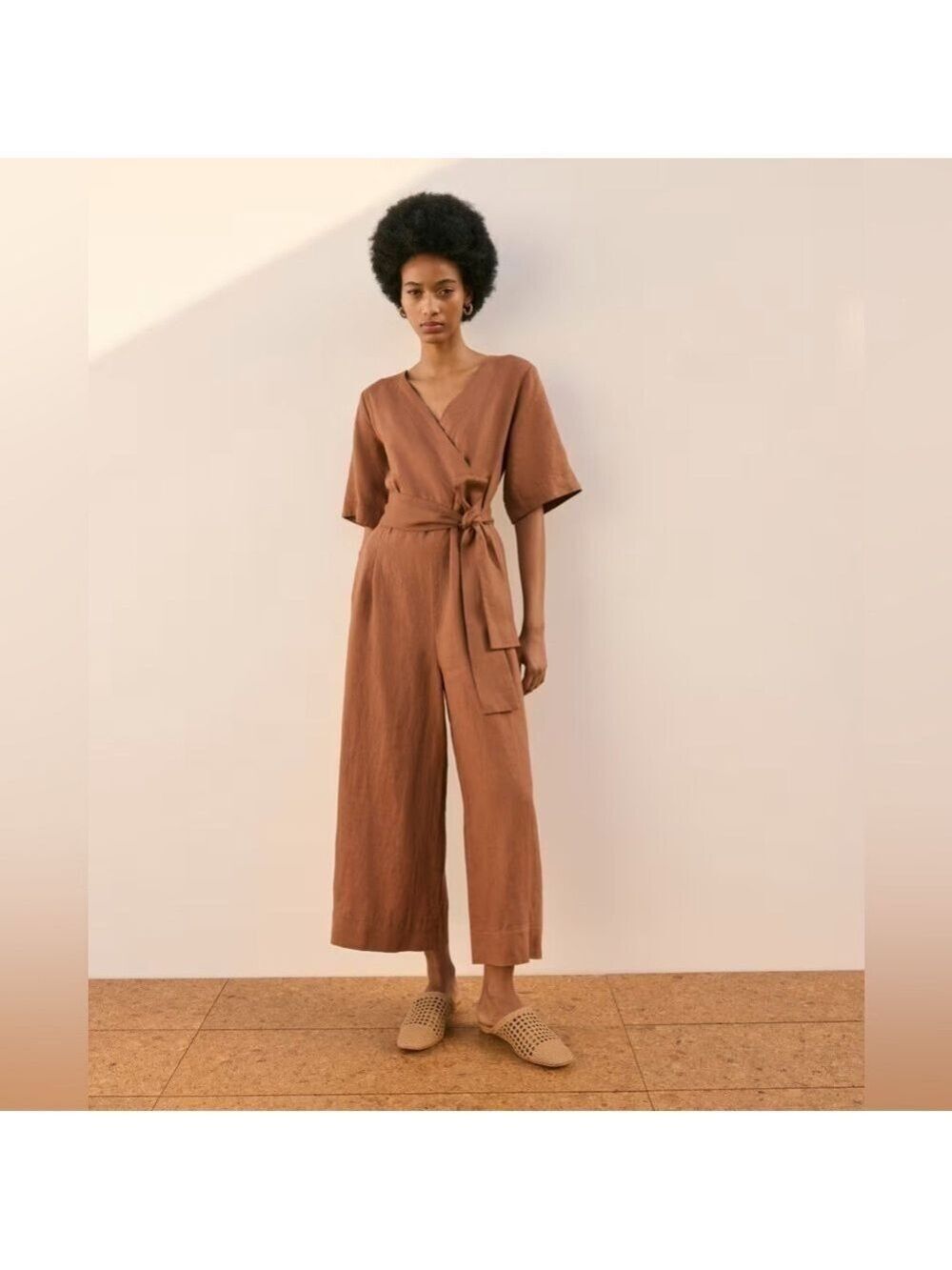 Everlane The Linen Cross-Front Jumpsuit. Size 6